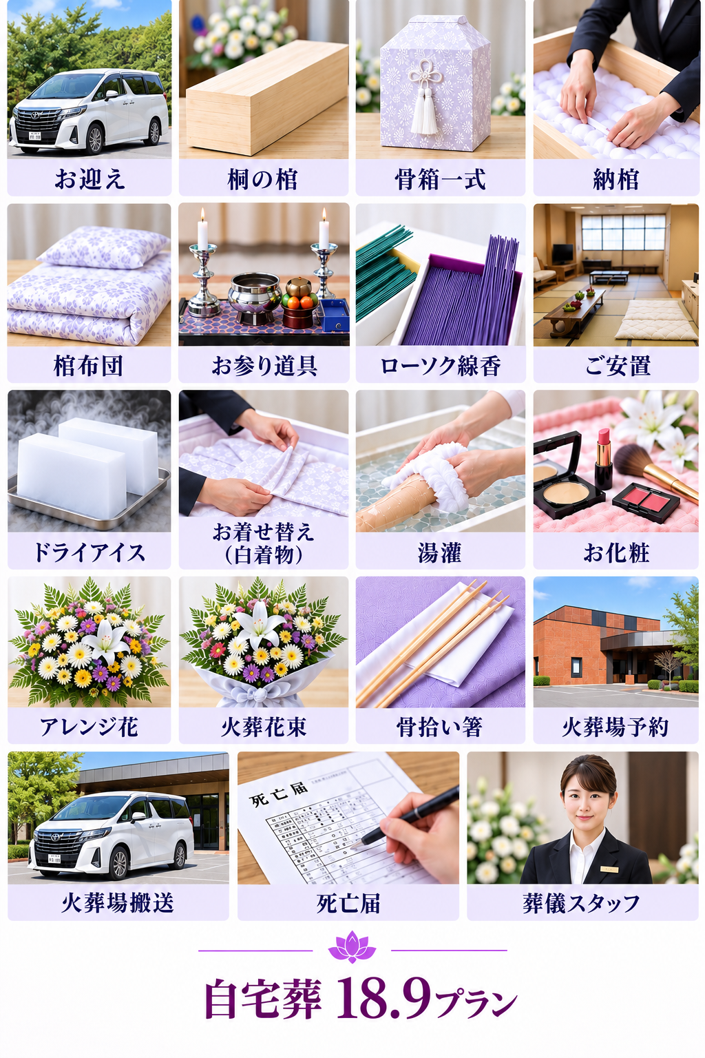 自宅葬18.9に下記全て含まれています。