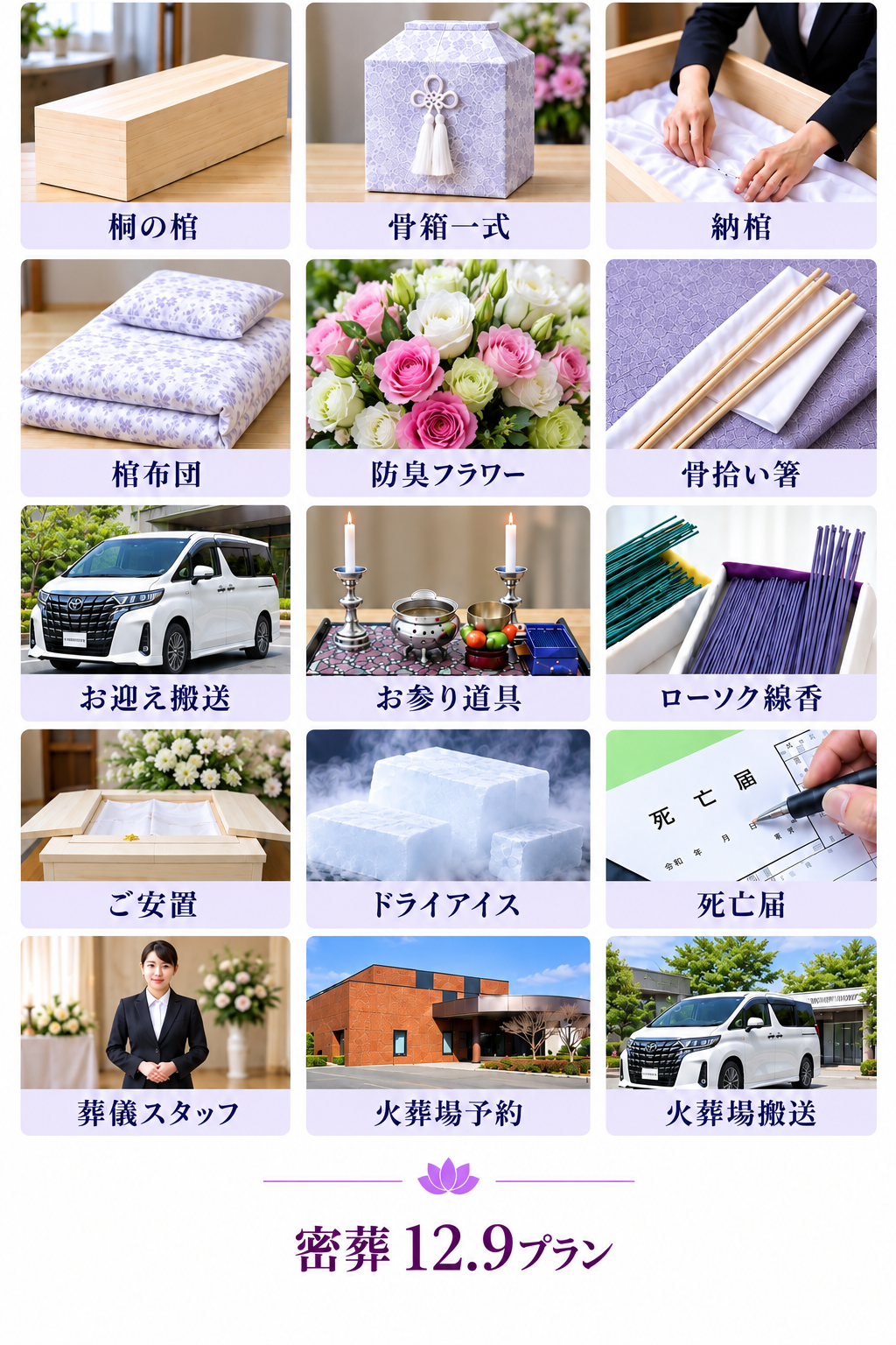密葬12.9に下記全て含まれています。