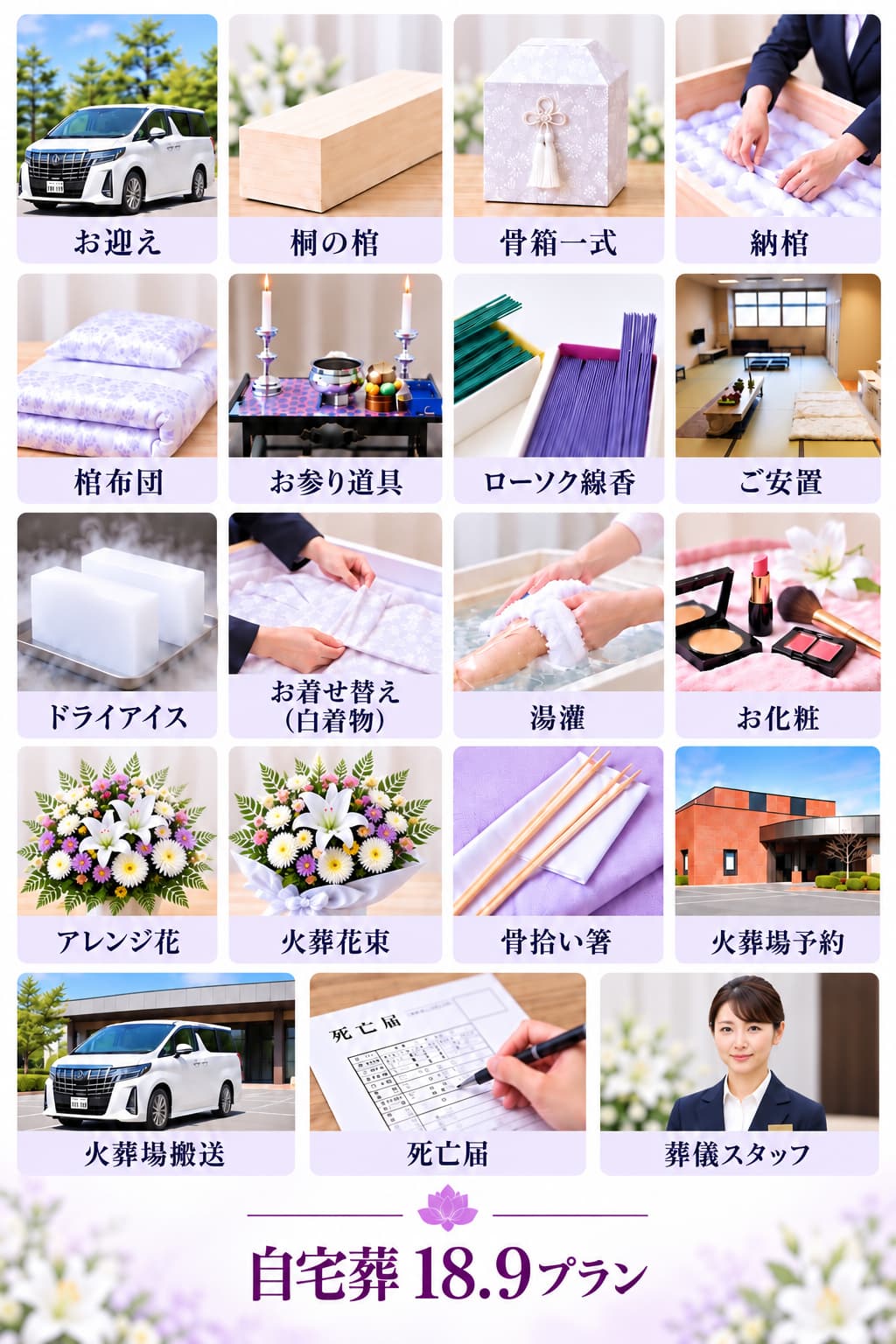 自宅葬18.9に下記全て含まれています。